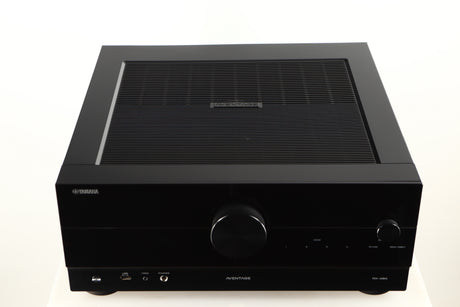 Top of a used Yamaha RX-A8A Aventage AV Receiver in a black finish