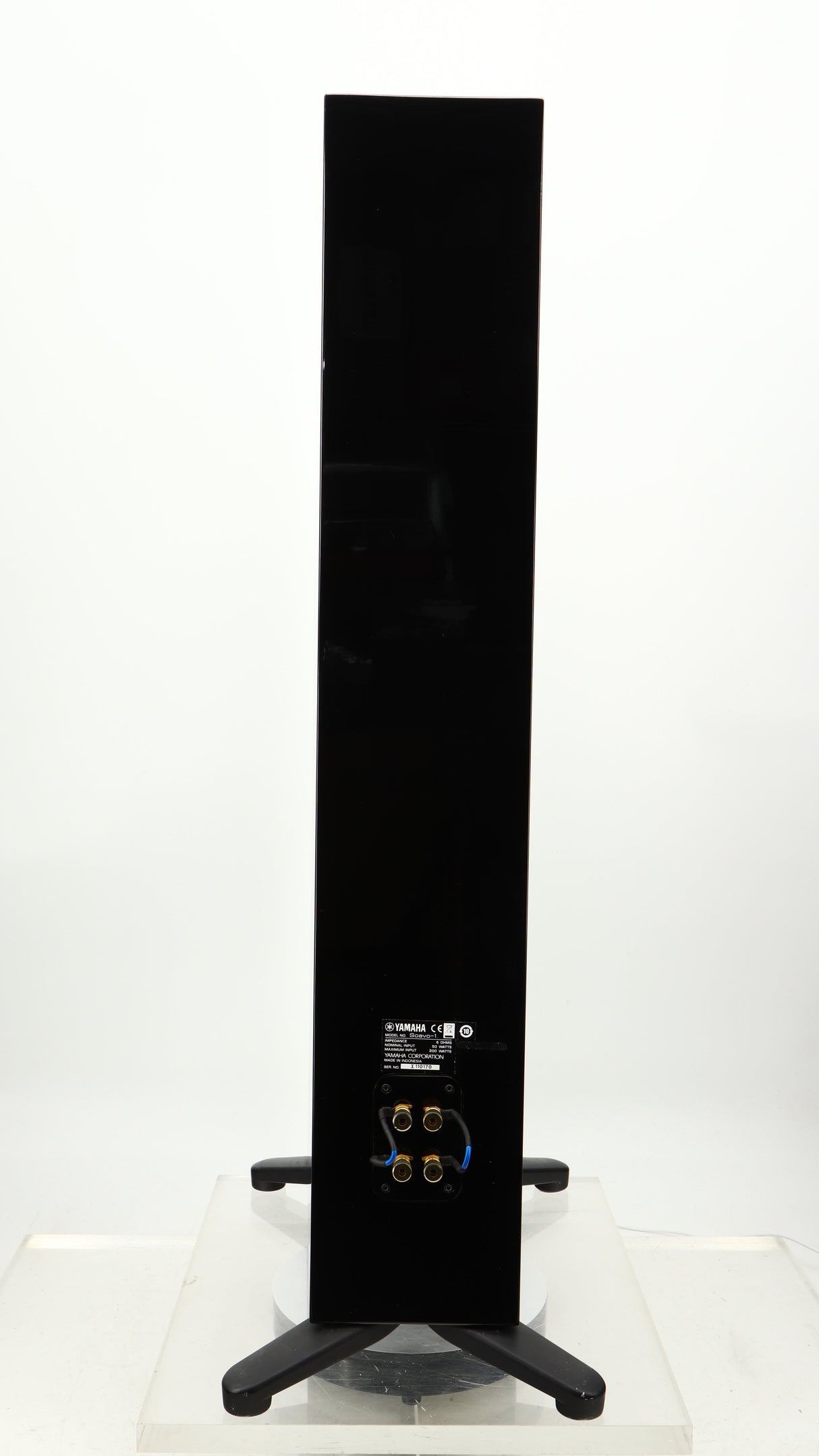 Rear view of a used Yamaha Soavo 1 Floorstanding Speaker in a piano black finish
