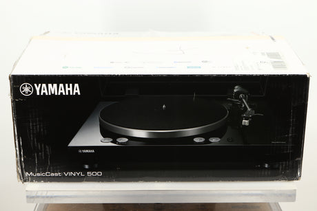 Box of a Yamaha TTN503 MusicCast Turntable in Black finish